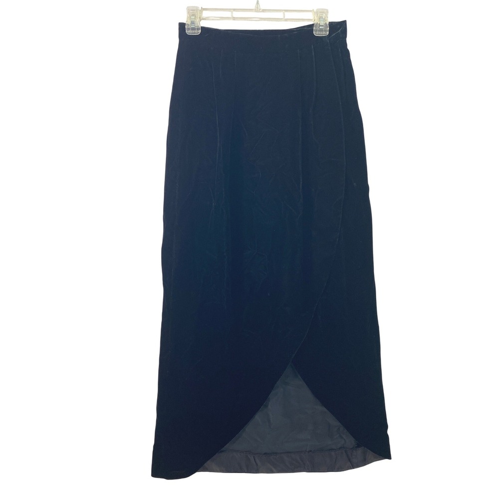 Lauren Alexandra Black Velvet Maxi Wrap Skirt Womens Size‎ 10 Event Whimsigoth